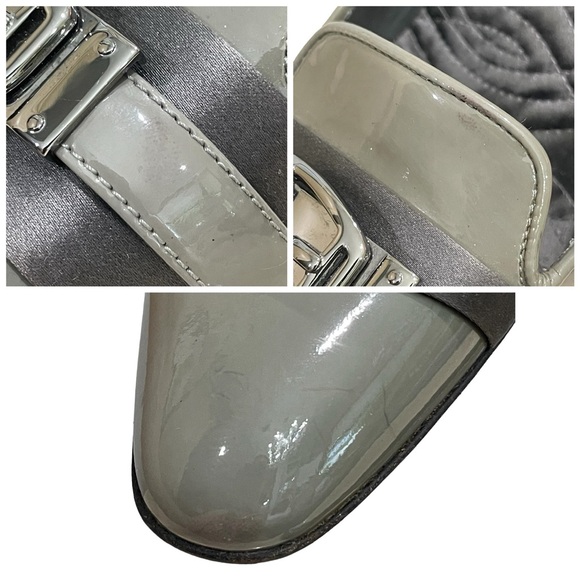 GUCCI Olive Green Gray Patent Leather Buckle Pumps US 9 - Picture 8 of 14